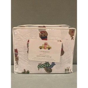 Cynthia Rowley Queen Dachshund Dog Christmas Turkish Cotton Flannel Sheet Set